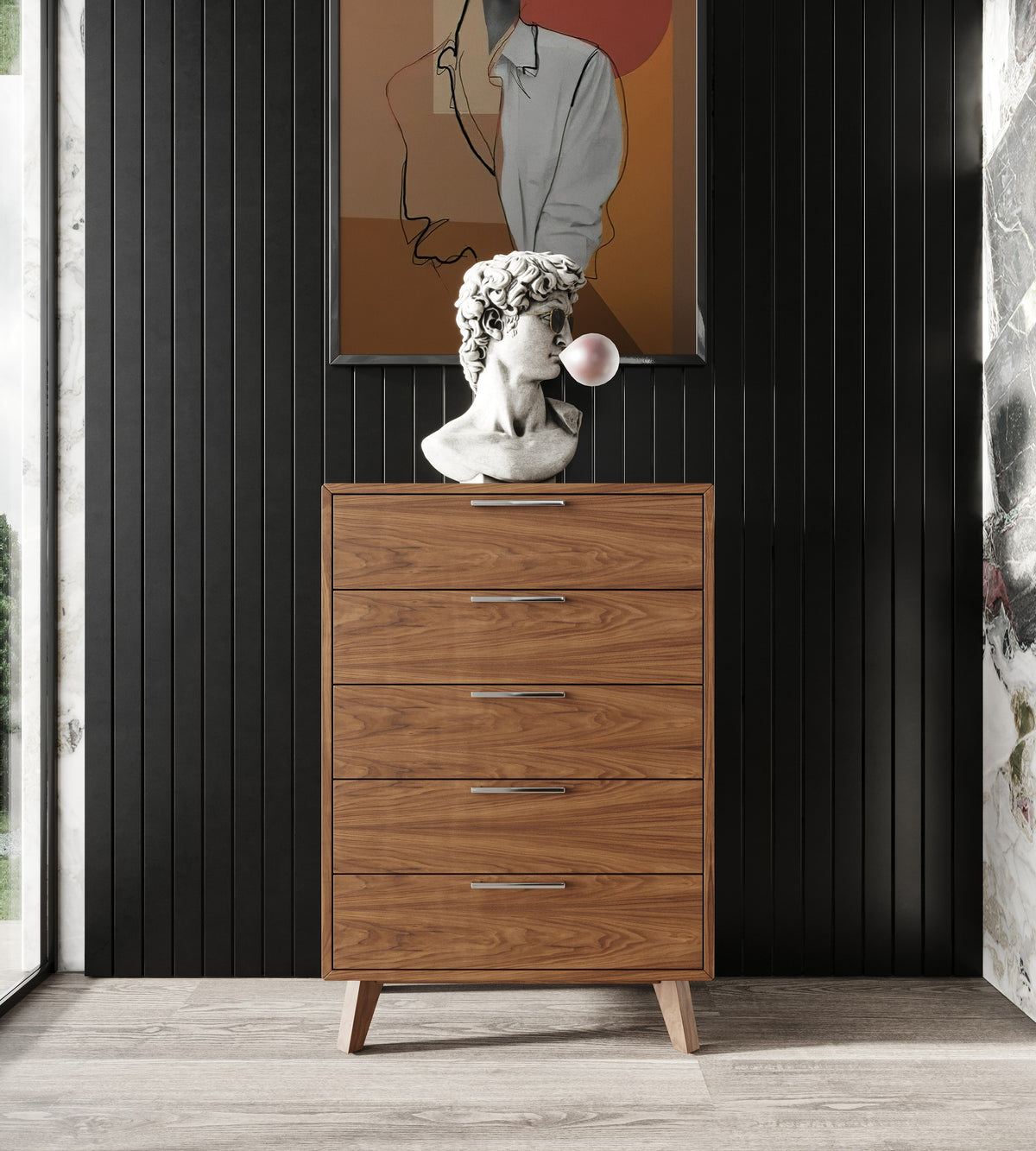 Soria Mid-Century Walnut Chest