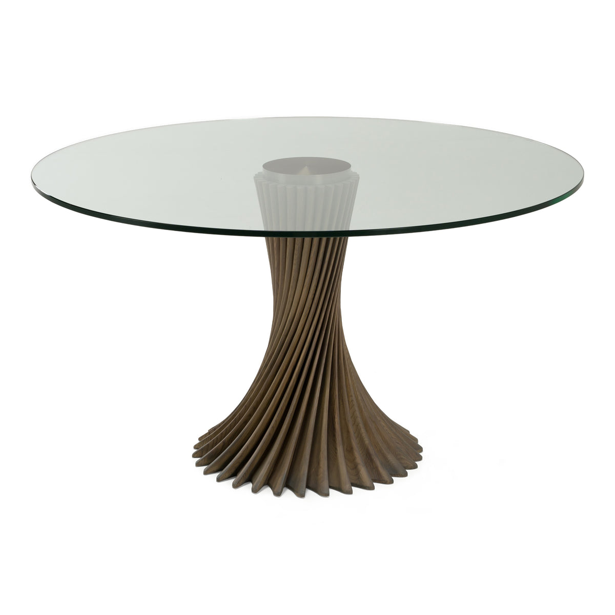 Ocasio - Modern Glass + Grey Ash Round Dining Table - original 1