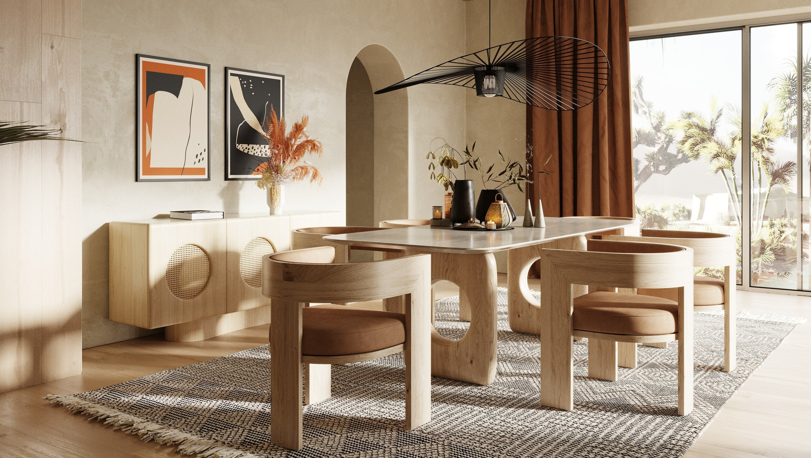 Nova Domus Osaka - Modern Faux Marble + Natural Ash Dining Table