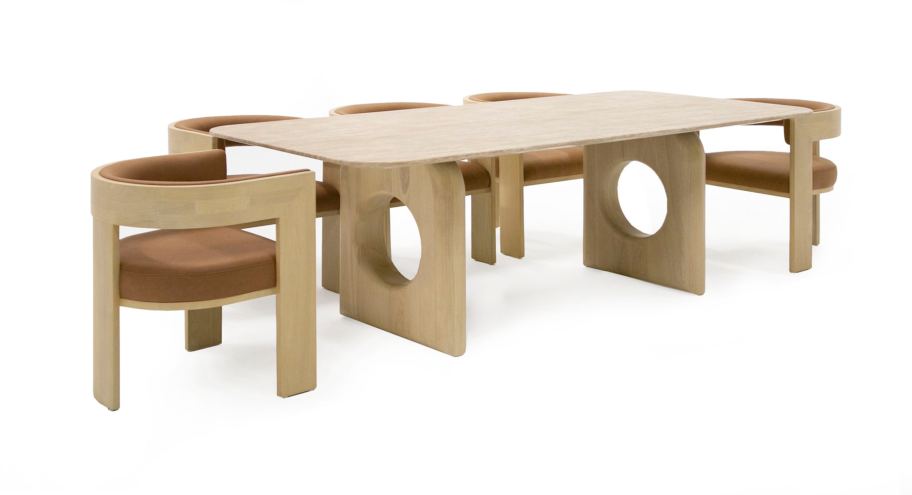 Nova Domus Osaka - Modern Faux Marble + Natural Ash Dining Table