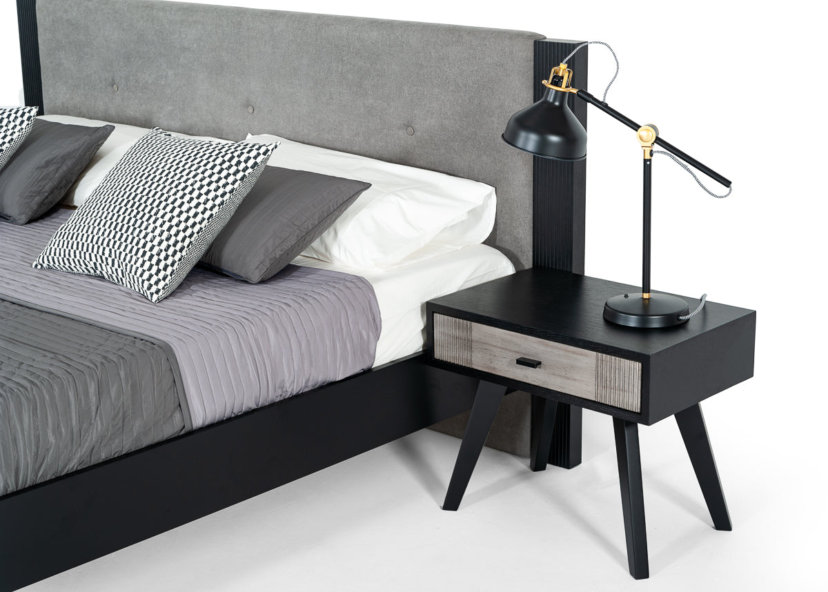Nova Domus Panther Contemporary Grey & Black Nightstand