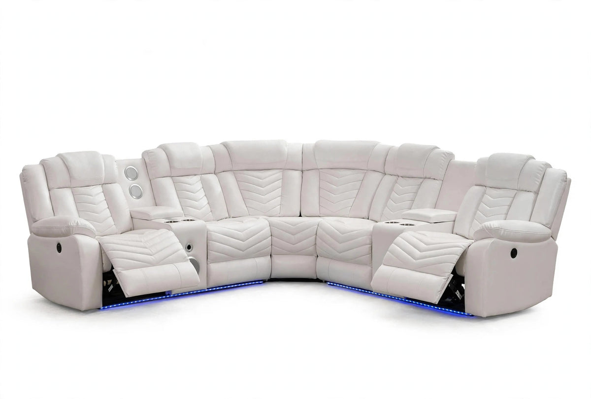 Pearl White Reclining Sectional