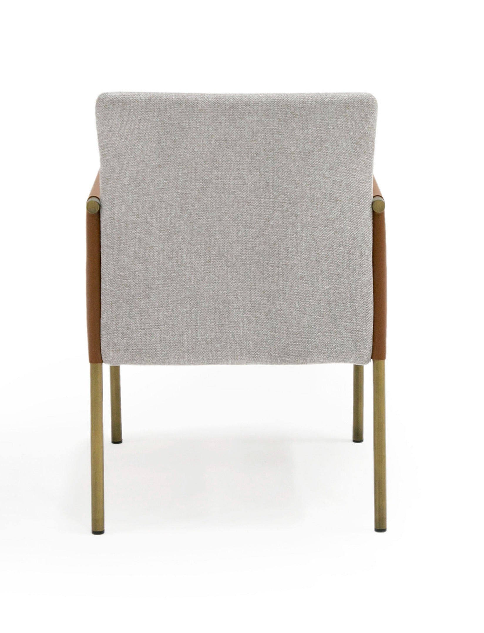Modrest Pettit - Modern Light Grey/ Camel and Brass Arm Dining Chair