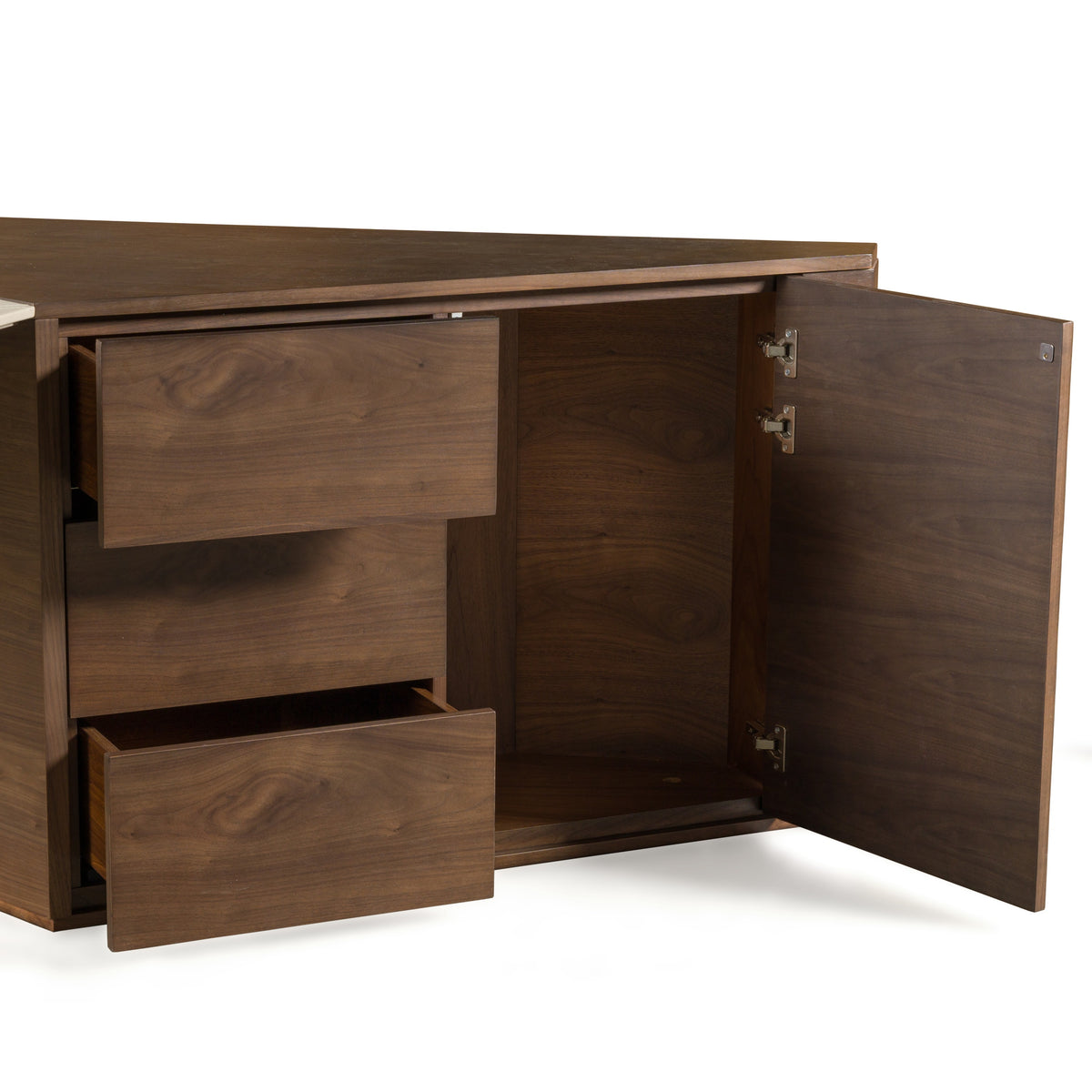 Pilot - Modern Dark Walnut + Beige Leather Desk