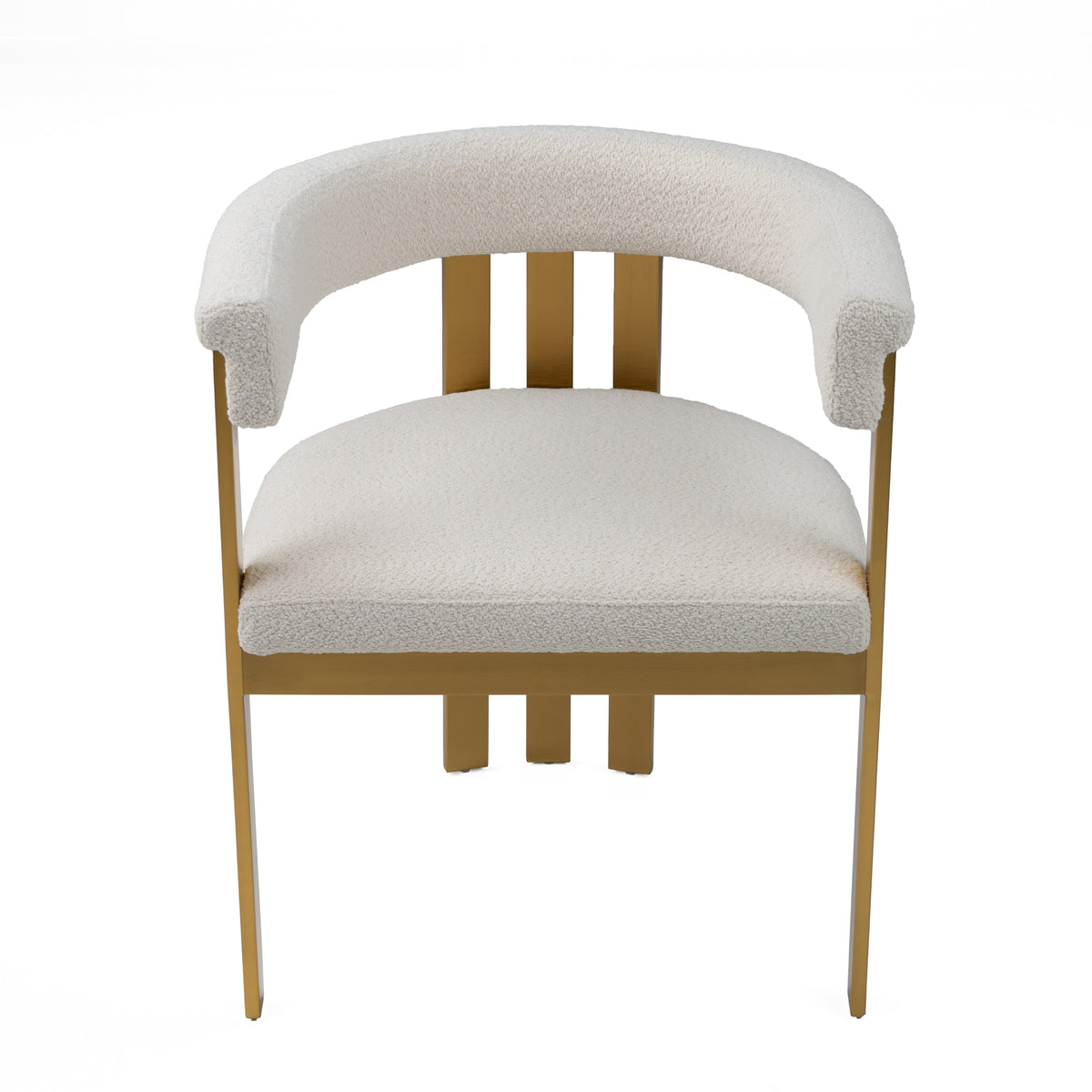 Pontiac - Modern Beige Sherpa + Gold Dining Chair