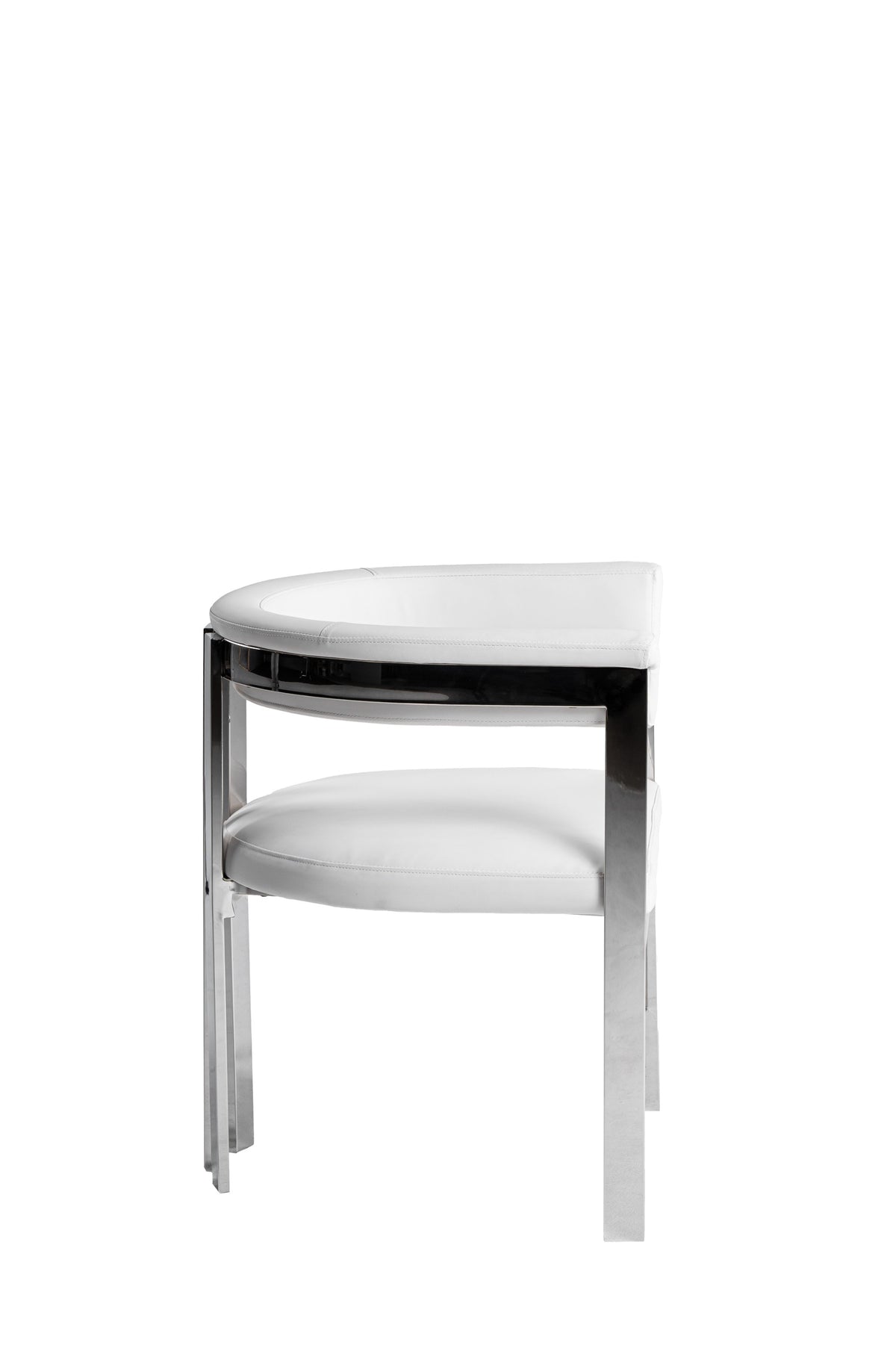 Pontiac - Modern White Vegan Leather + Stainless Steel Dining Chair