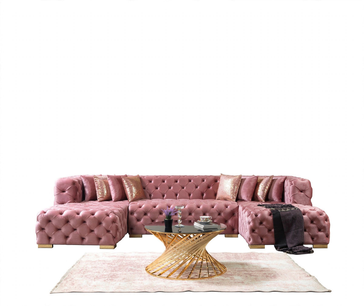 Majestic Blush Velvet Double Chaise Sectional