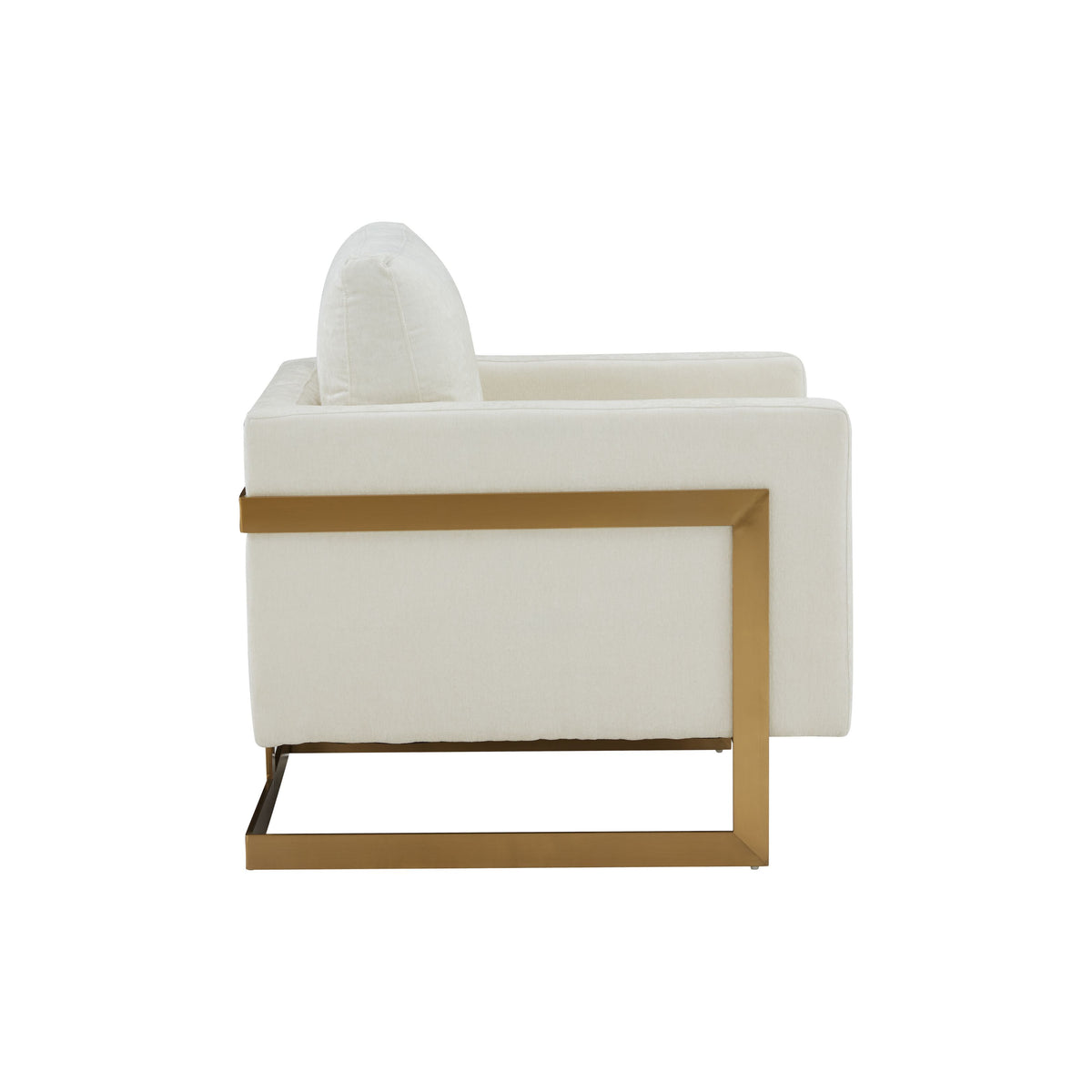 Prince - Contemporary Cream Fabric + Gold Accent Chair