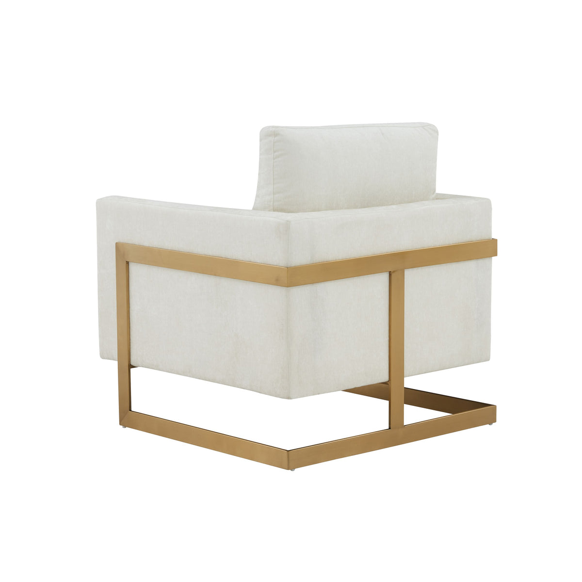 Prince - Contemporary Cream Fabric + Gold Accent Chair