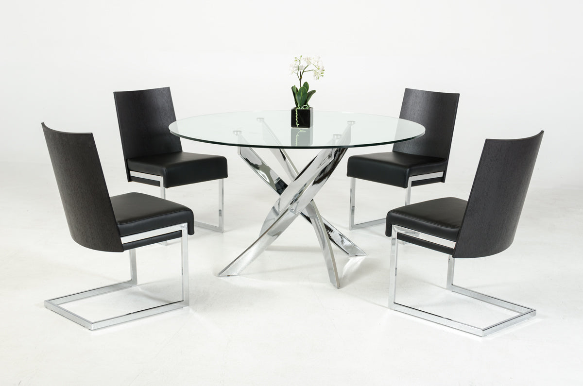 Pyrite Modern Round Glass Dining Table