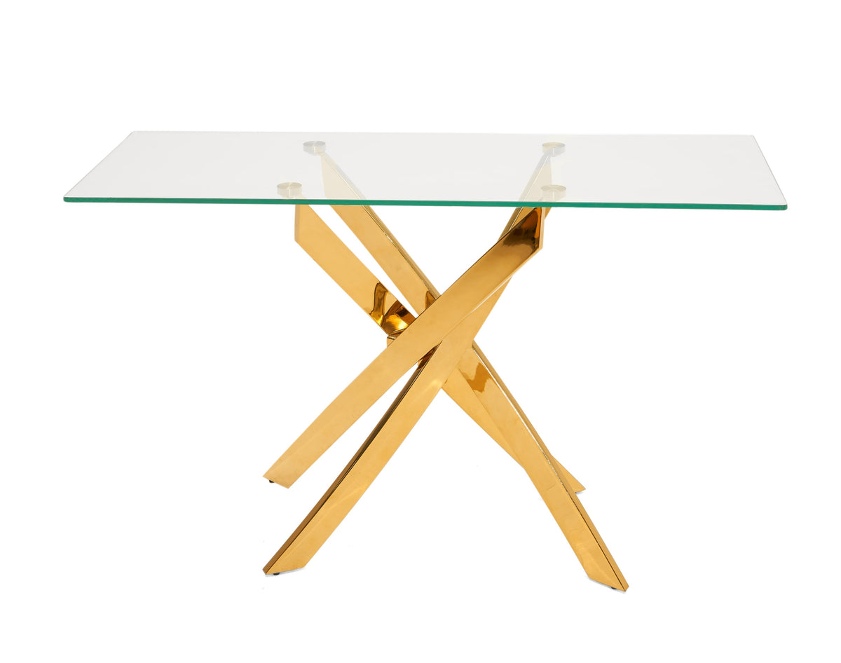 Pyrite Modern Glass and Gold Console Table