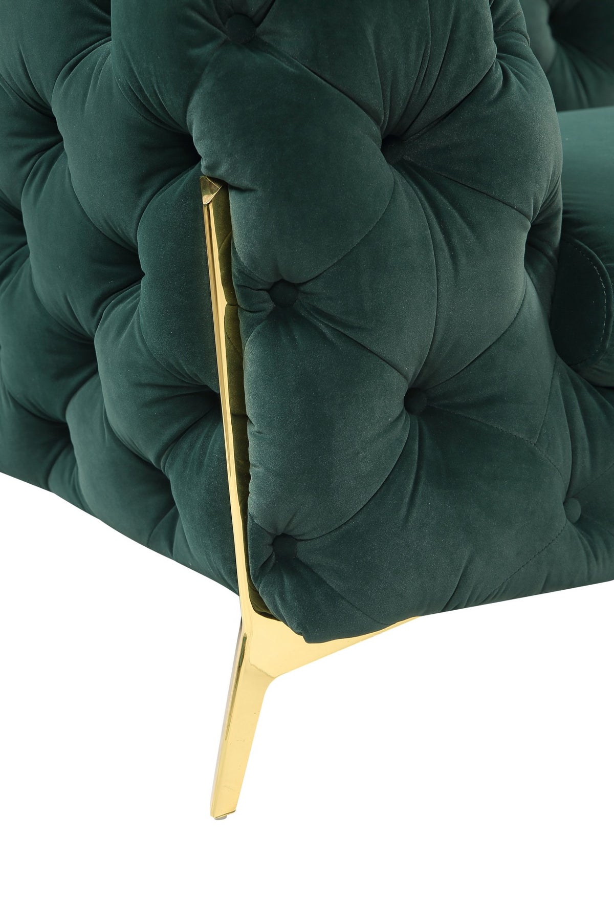 Quincey - Transitional Emerald Green Velvet Loveseat