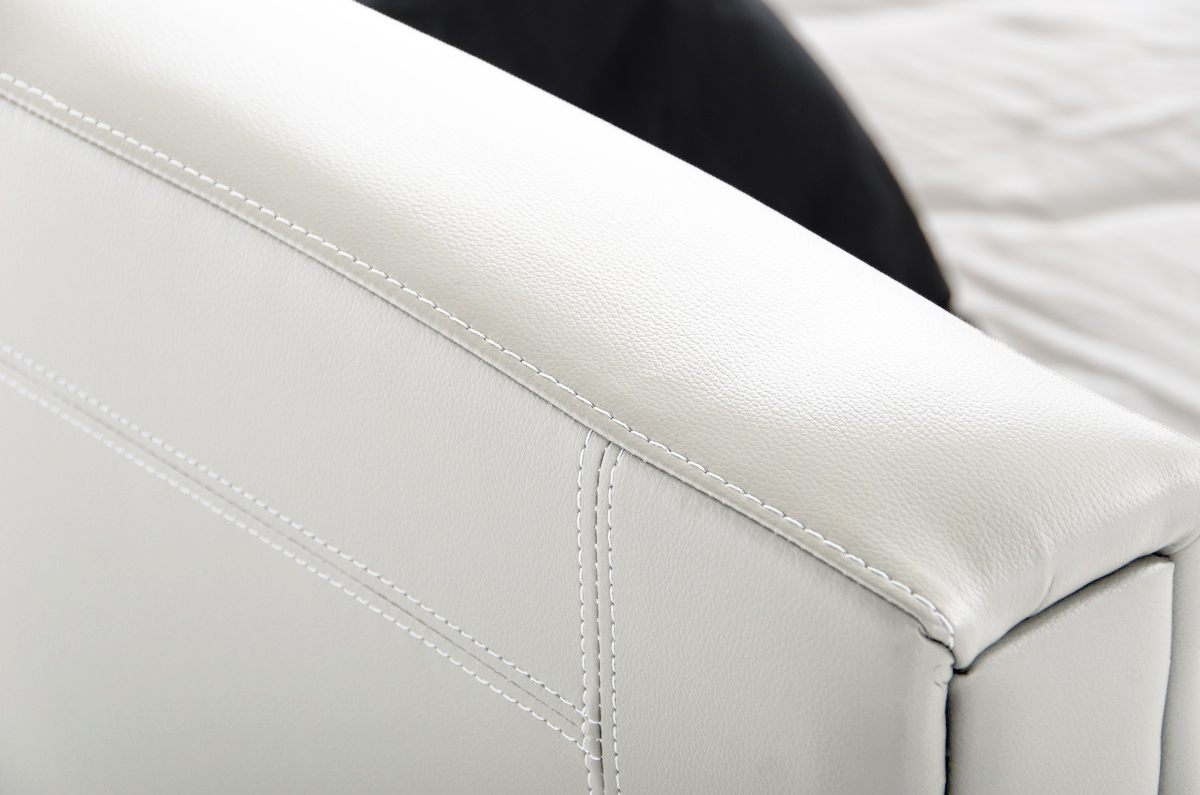 Eastern King Modrest Ramona Modern White Leatherette Bed