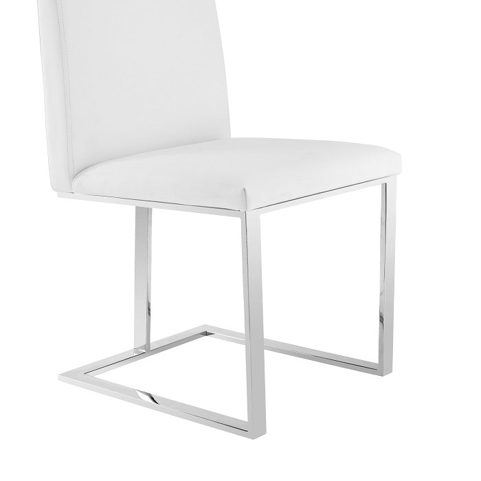 Frankie - Modern White & Brushed Stainless Steel Dining Chair