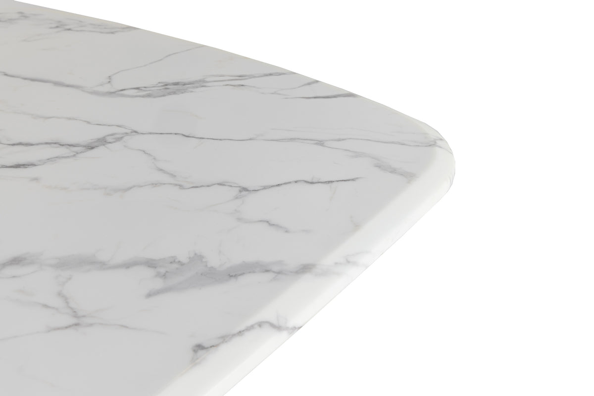 Reynold - Glam Faux Marble + Gold Stainless Steel Dining Table
