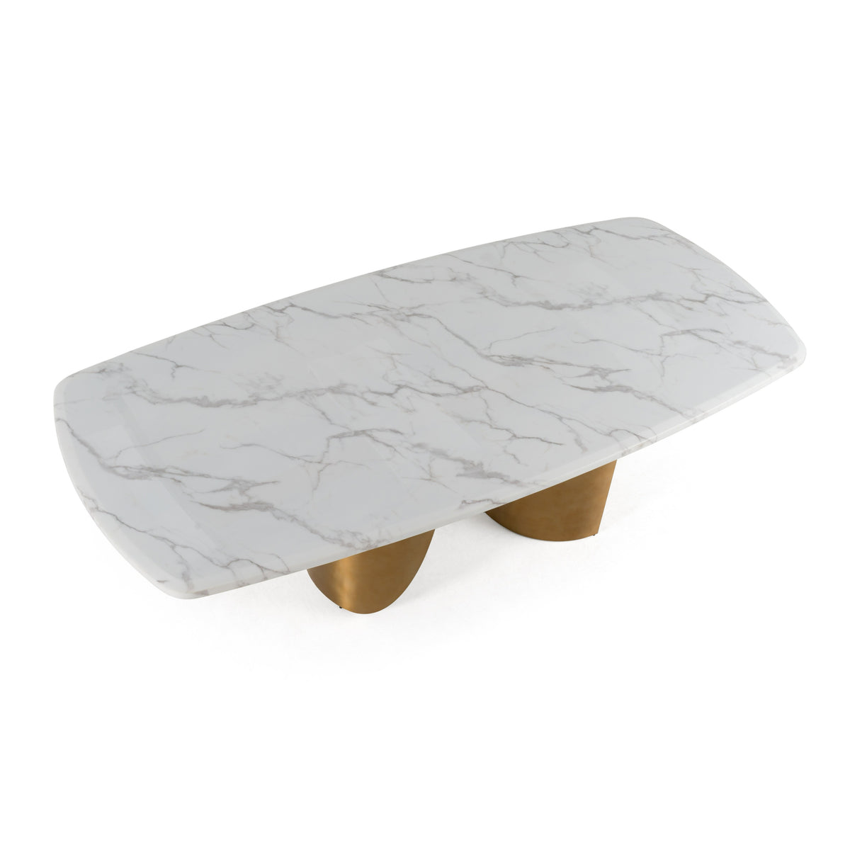 Reynold - Glam Faux Marble + Gold Stainless Steel 94-Inch Dining Table
