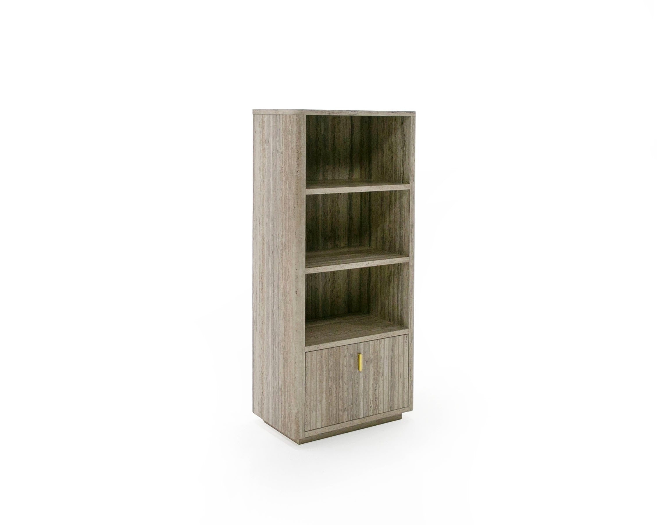 Nova Domus Roma - Modern Faux Travertine + Gold Bookcase