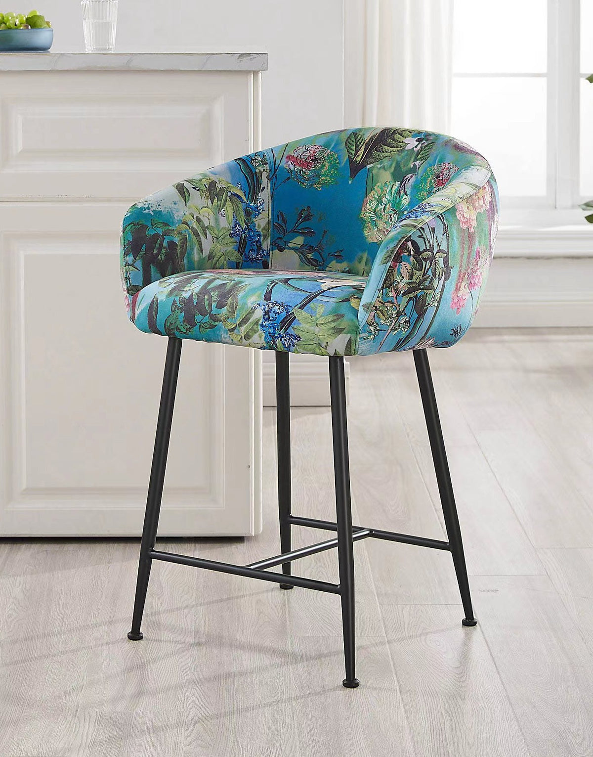 Roxann - Modern Counter Stool in Funky Velvet