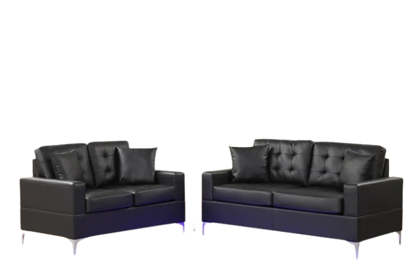 Miami Black - Sofa & Loveseat Set (LED LIGHTS)