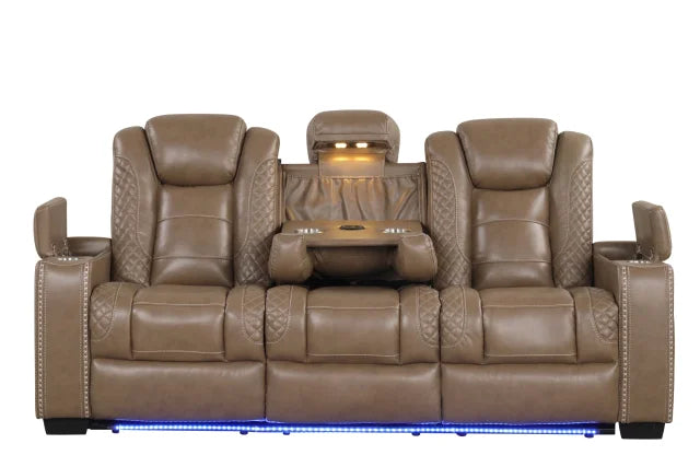 Cognac Santino Reclining Sofa, Loveseat & Chair Set - studio shot
