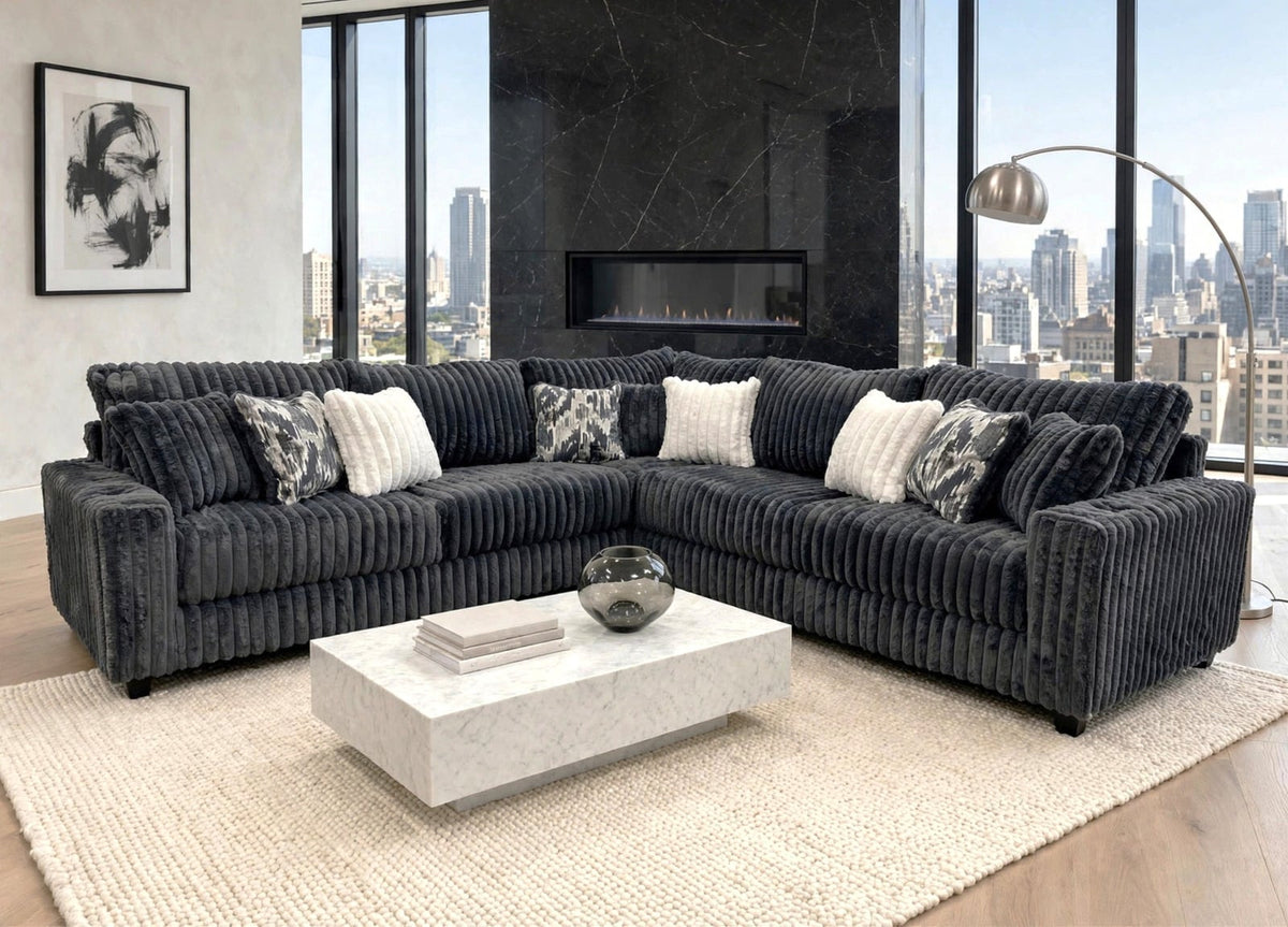Charcoal Cloud Oversized Corduroy Sectional