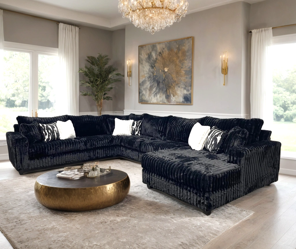 Volna Black 4-Piece Oversized Sectional