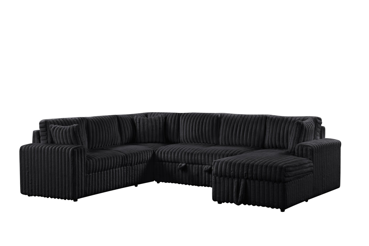 Forever Black Sectional With Pull-Out Bed