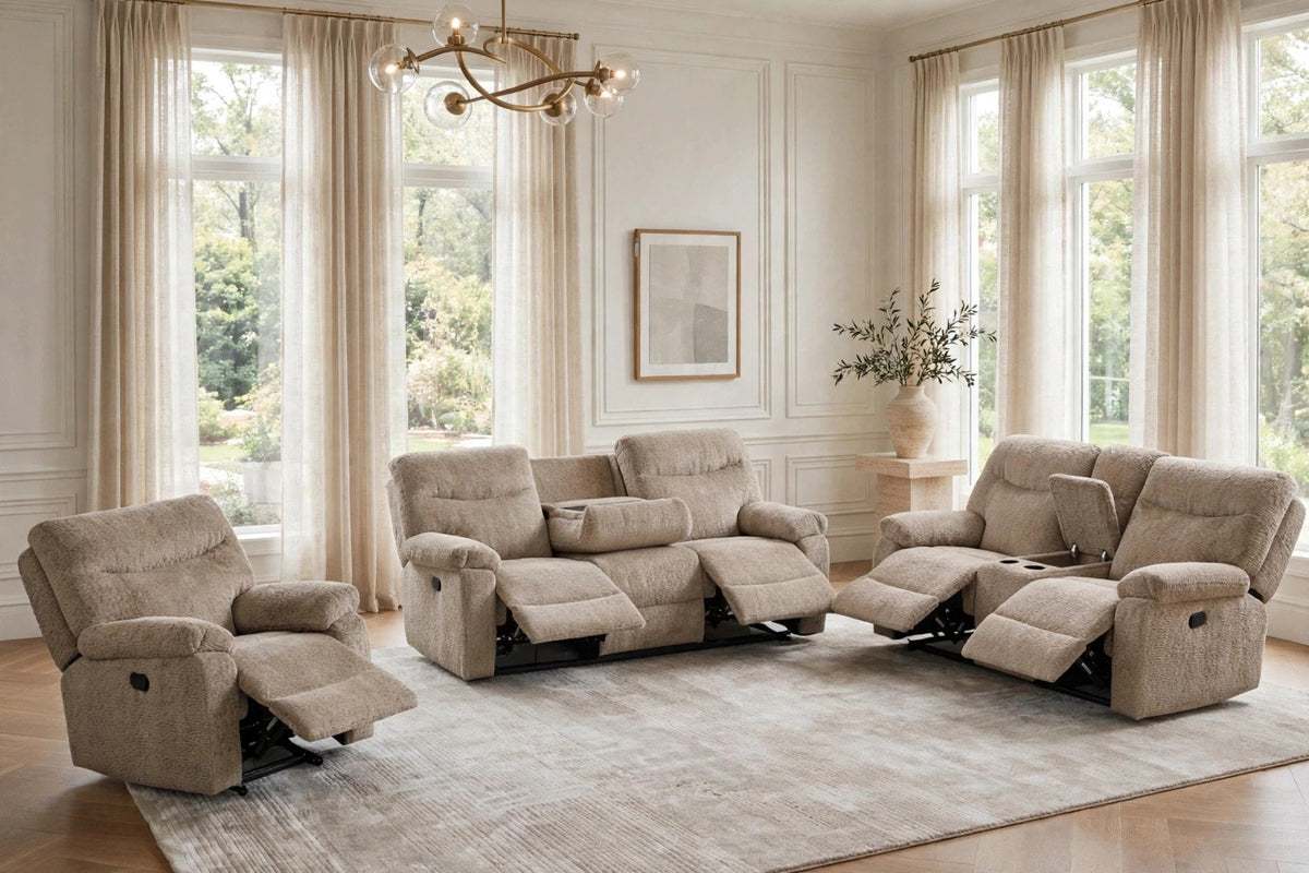 Bravo Mocha 3-Piece Reclining Set