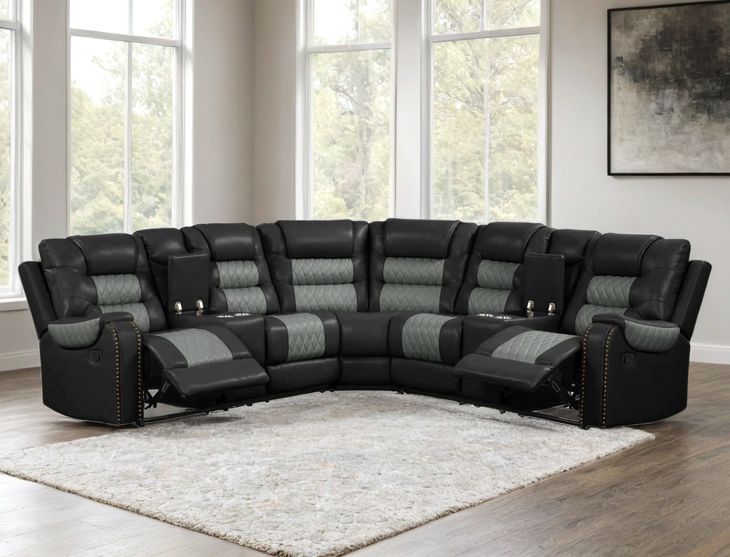 Jordon Black/Gray Reclining Sectional