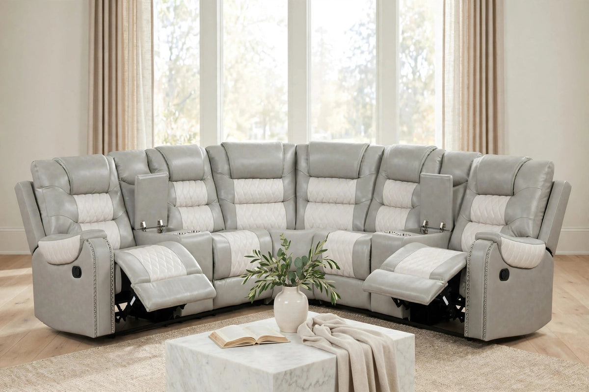 Jordon Gray/White Reclining Sectional