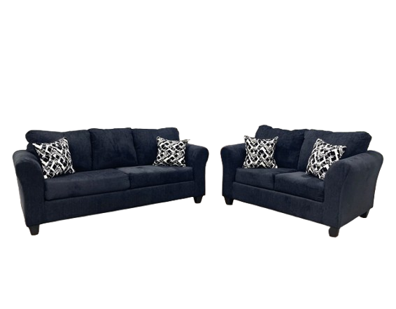 210 BLACK - 2PC Sofa and Loveseat Set