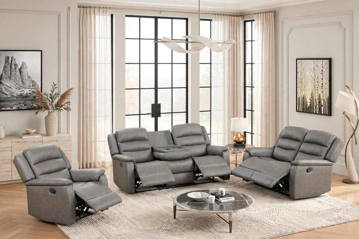 Hope Gray 3-Piece Reclining Living Room Set