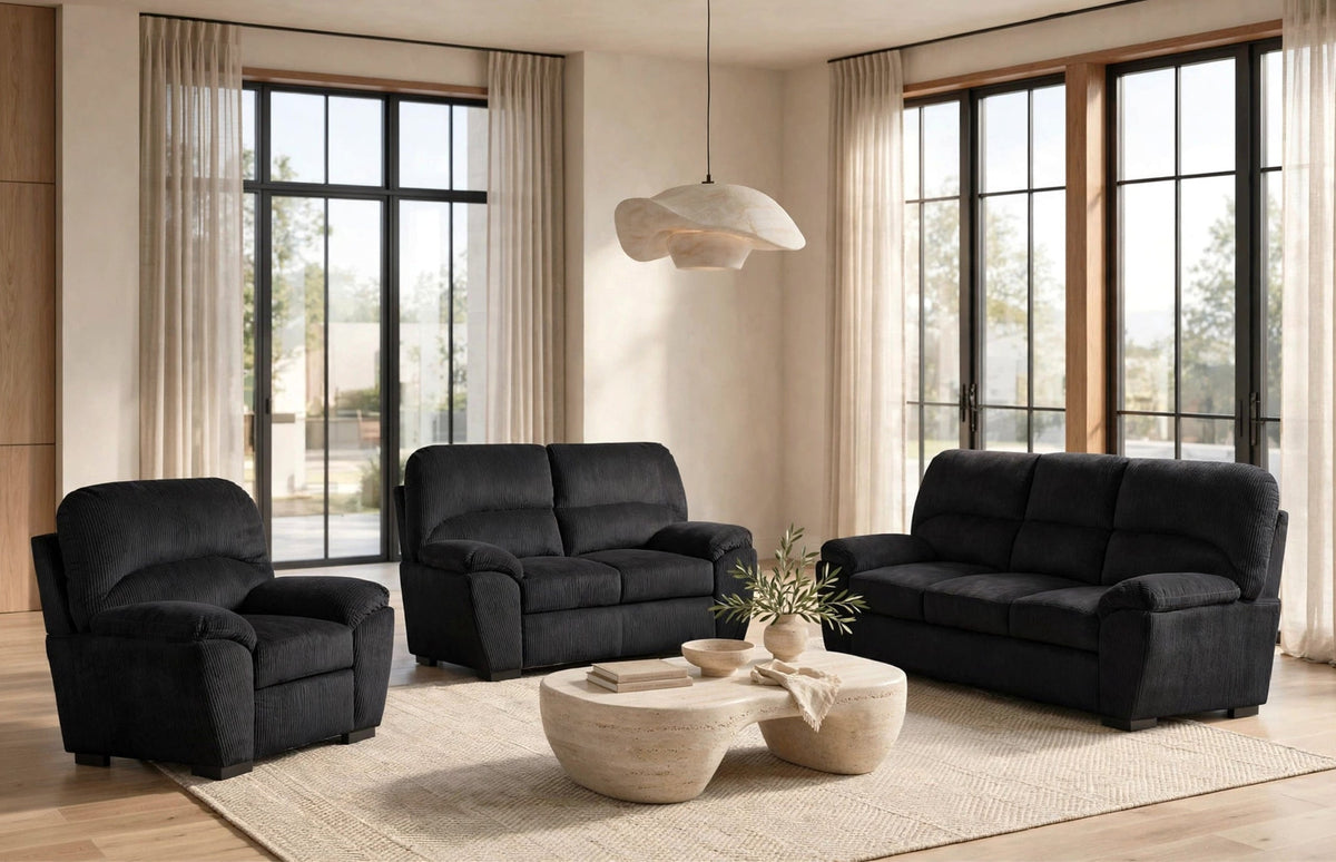 Tiffany Black 2-Piece Living Room Set
