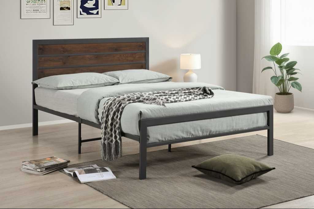 BM11 Brown/Gray Full Metal Platform Bed