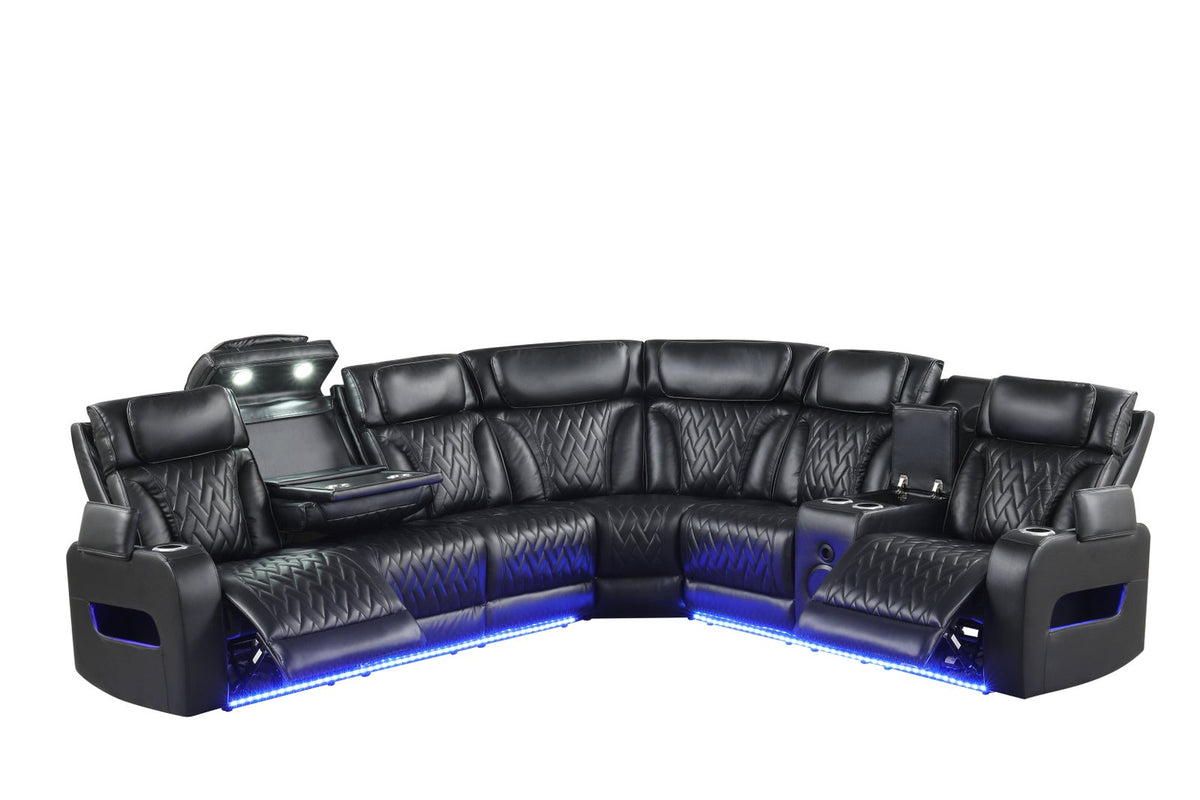 Noir Luxe Power Reclining Sectional