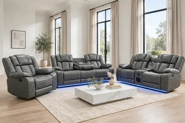 Charcoal Sterling Reclining Sofa, Loveseat & Chair Set - manufacturer photo