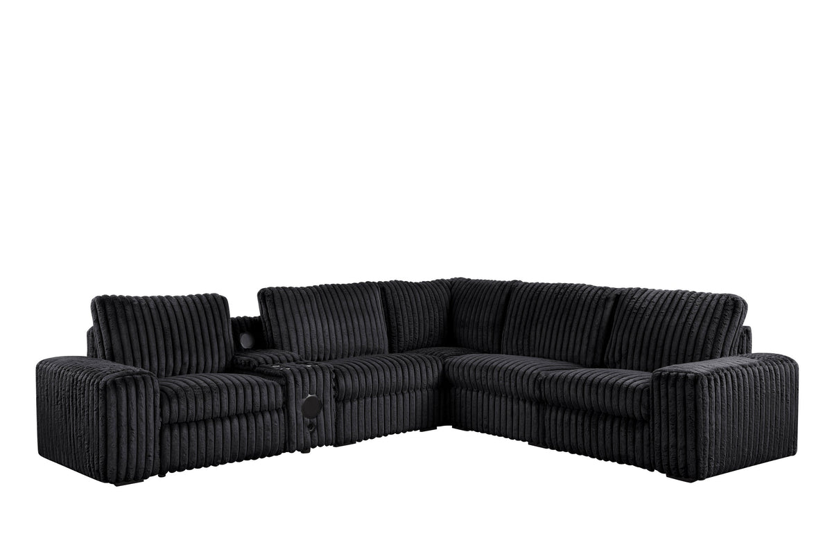 Amelia Onyx Power Reclining Sectional with Bluetooth Speakers