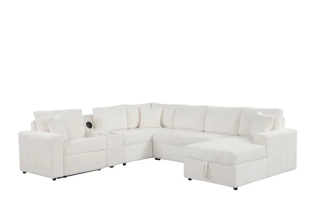 Hunter White Sectional (W/ Bluetooth Speaker & Pull-Out Bed)
