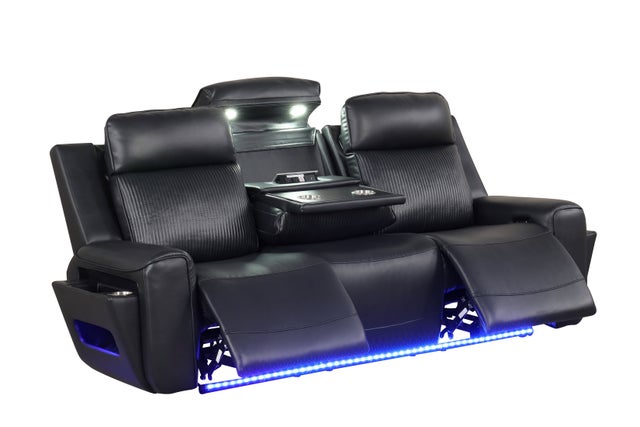 Noir Majestic Power Reclining Sofa, Loveseat & Chair Set - studio shot