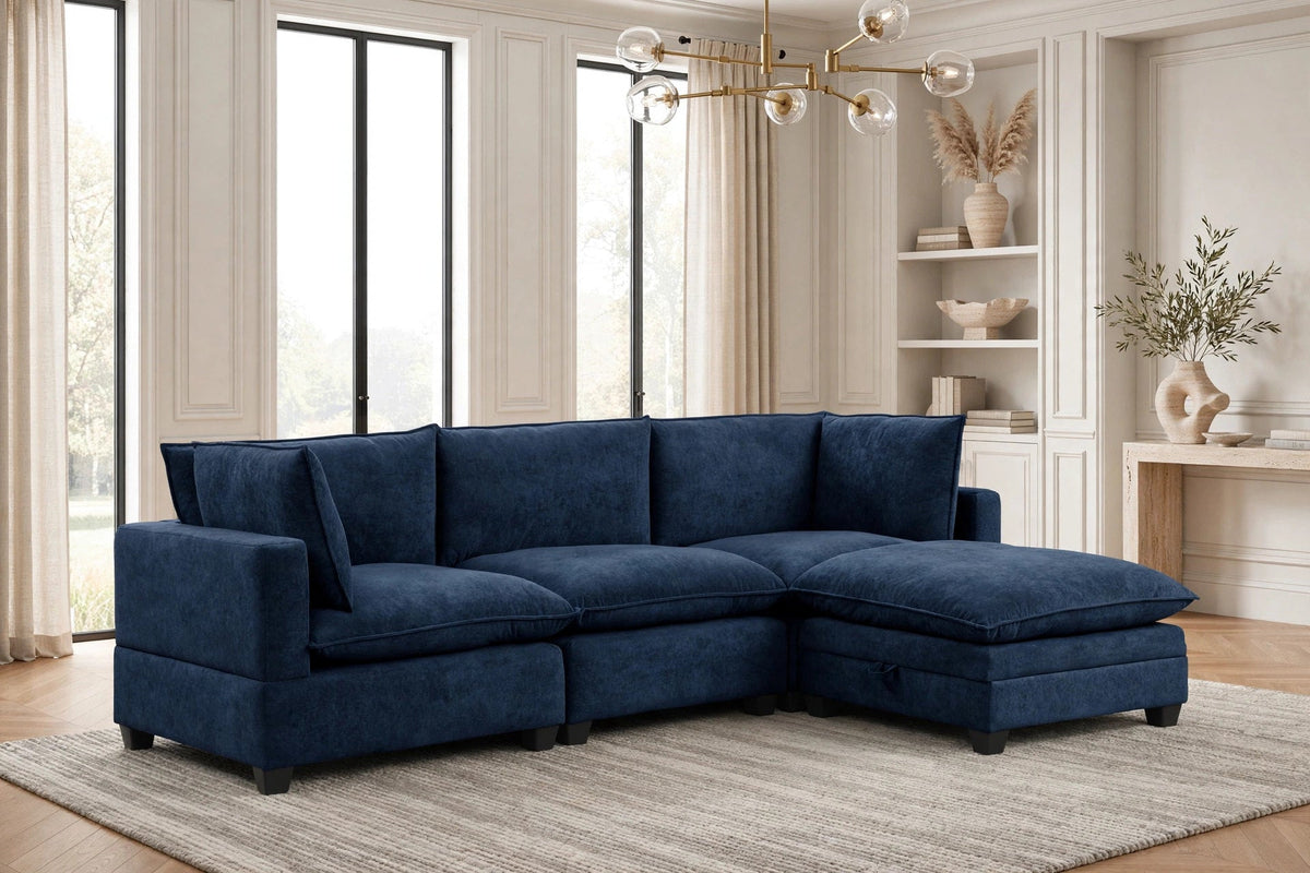 Cloud Navy  Modular Sectional with Water Resistant Fabric