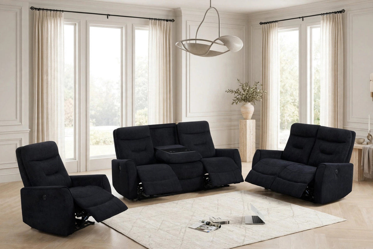 Nina Black 3-Piece Power Reclining Set