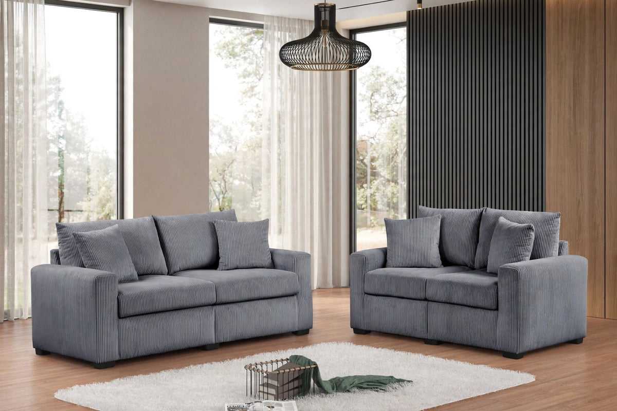 Norvix Charcoal Living Room Set