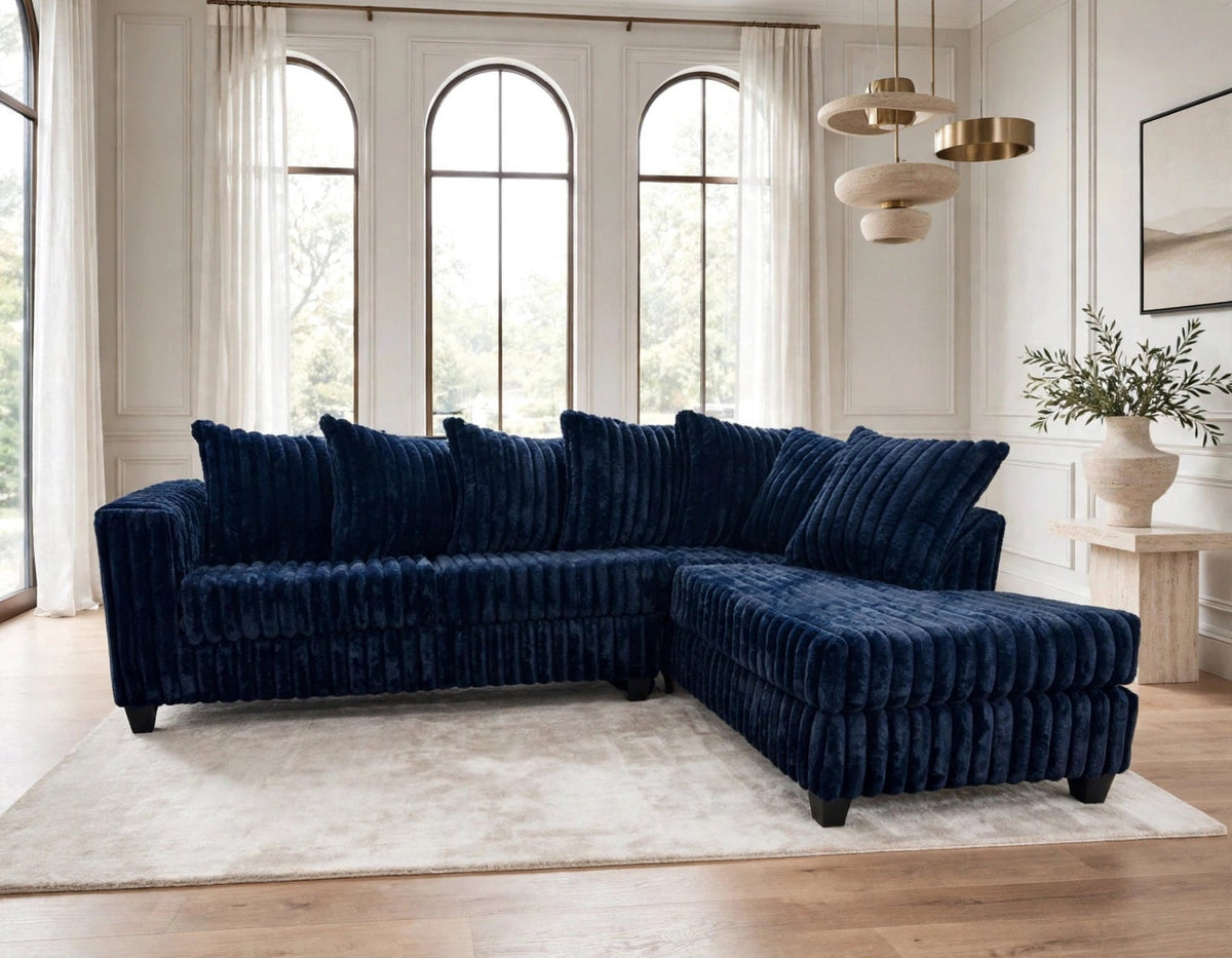 Navy Line Corduroy Sectional