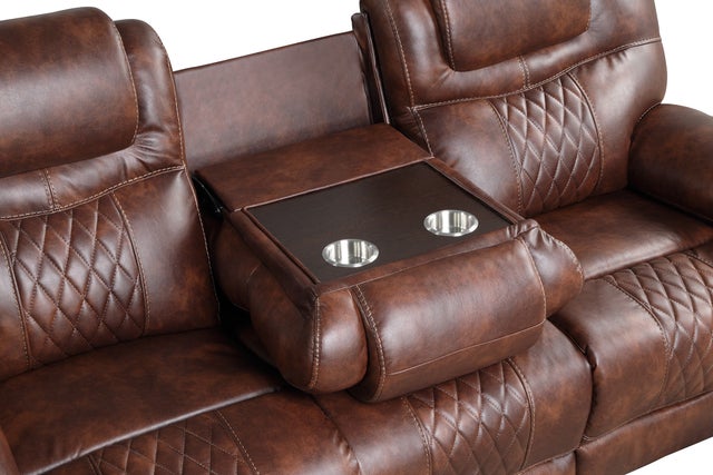Cognac Meridian Oversized Reclining Sofa, Loveseat & Chair Set - manufacturer photo