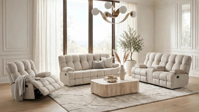 Stone Milana Reclining Sofa, Loveseat & Chair Set - manufacturer photo