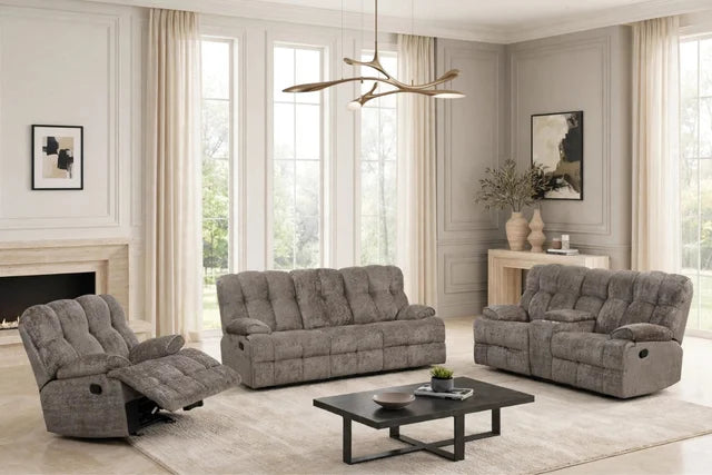 Charcoal Milana Reclining Sofa, Loveseat & Chair Set - manufacturer photo