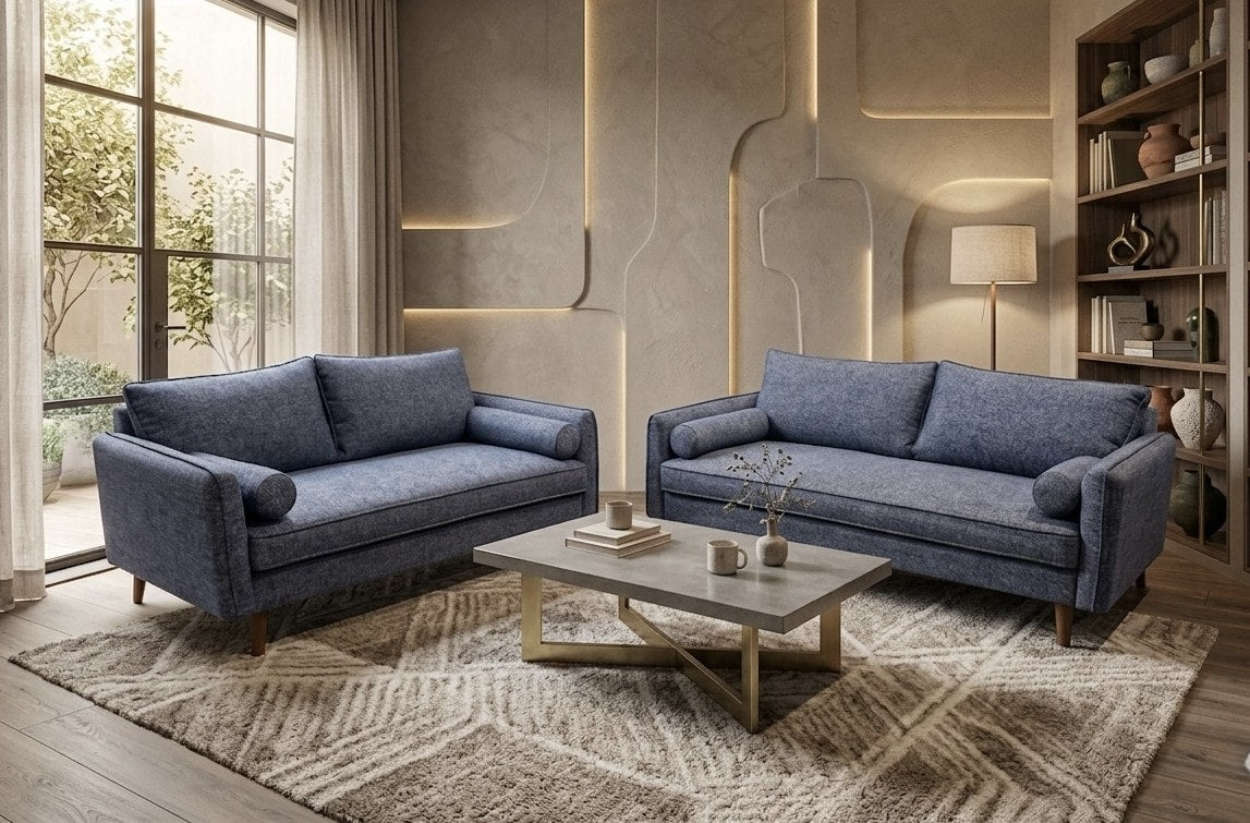 Vanti Blue 2-Piece Living Room Set (Sofa & Loveseat)