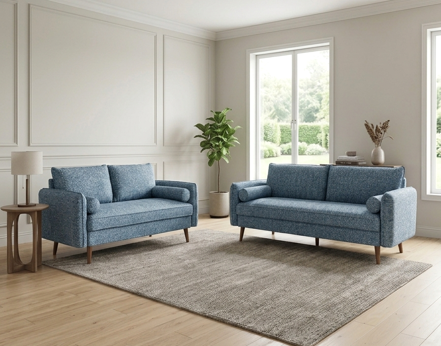 Vanti Blue 2-Piece Living Room Set (Sofa & Loveseat)