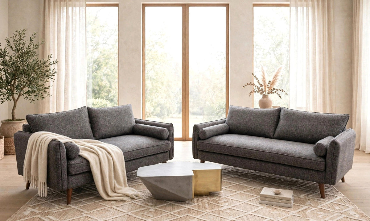 Vanti Dark Gray 2-Piece Living Room Set (Sofa & Loveseat)