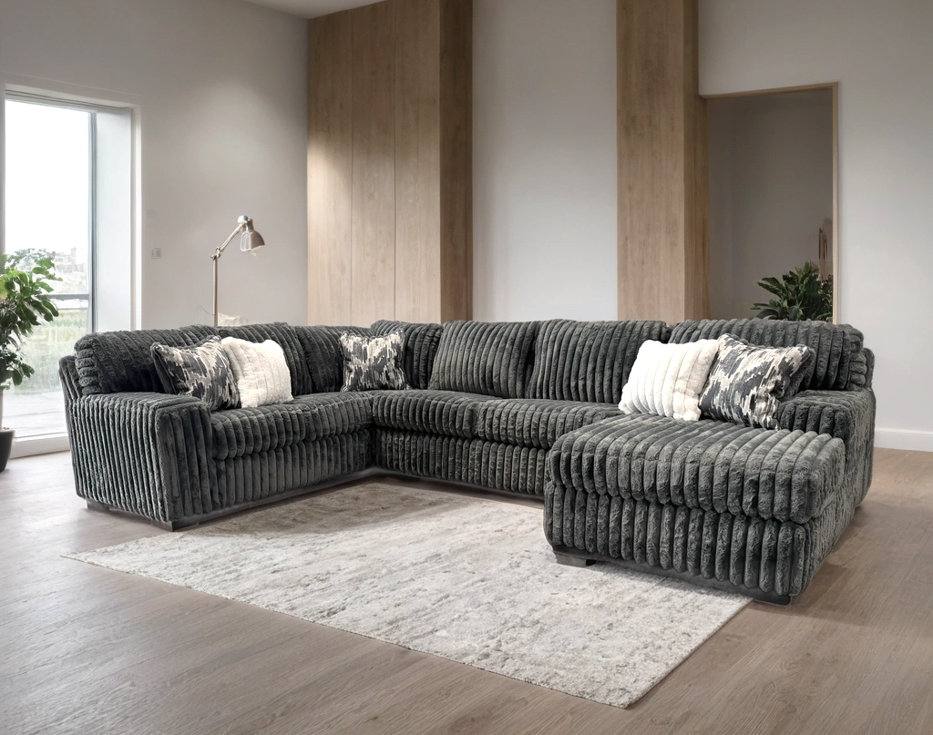 Charcoal Corduroy Cloud Sectional